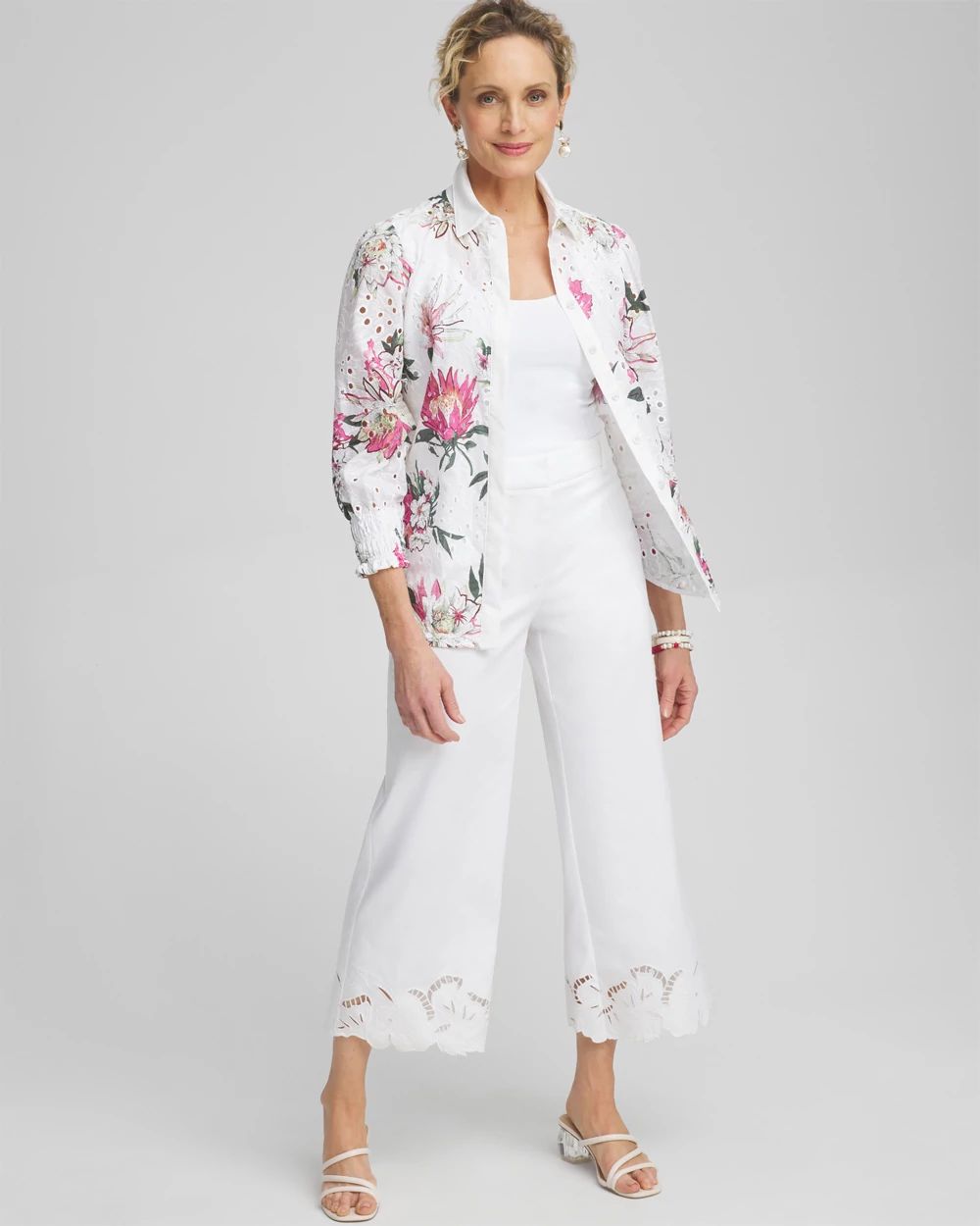 COTTON　CLUB　　バラ刺繍ミニスリップ　シルクストレッチ　Italy Zenergy® Scuba Floral Top | Chico's